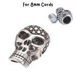 Stainless Steel Skull Magnetic Clasp, 1 set, 28x18x15mm, for 8mm cords, 25gms/0.88oz