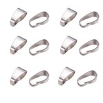 Stainless Steel Snap On Bails, 50pcs, 9x3.5mm, 11gms/0.39oz