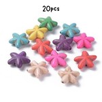 Starfish Beads, 20pcs, 20x7.5mm, mixed colors, hole 1mm, synthetic/acrylic, 57gms/2.01oz