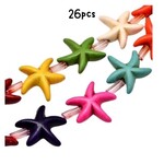 Starfish Beads, approx 26pcs, 15x15x5.5mm, mix colors, hole 1mm, synthetic/acrylic, 18gms/0.65oz