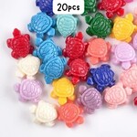 Turtle Beads, 20pcs, 12x10x5mm, mixed colors, hole 1.5mm, synthetic/acrylic, 10gms/0.35oz