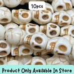 Skull Beads, 10pcs, 18x13x7mm, cream, synthetic/acrylic, in store only