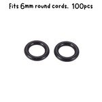 8mm Black Rubber Donut Spacers, approx 100pcs, 1.5mm thick, id 5mm, fits 6mm cords, 9gms/0.32oz