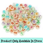 Alphabet Letter Beads, Glow In The Dark, approx 200pcs, 7x4mm, mixed colors, round synthetic/acrylic, hole 1.6mm, in store only