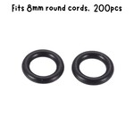10mm Black Rubber Donut Spacers, approx 200pcs, 1.9mm thick, id 6.2mm, fits 8mm cords, 27gms/0.95oz