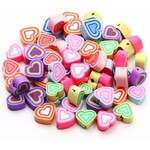 Hearts, approx 40pcs, 7-11x4-5mm, 1.8mm hole, polymer clay beads, 16gms/0.64oz