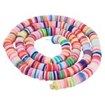 6x1mm Heishi Beads, mixed bright colors, 380-400pcs, 17" strand, polymer clay, 21gms/0.74oz
