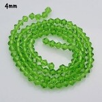 4mm Bicones, approx 90pcs, lime green, hole 1mm, glass beads, 14gms/0.49oz