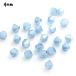 4mm Bicones, approx 70pcs, opaque light blue ab, grade aaa, hole 1mm, glass beads, 7gms/0.25oz