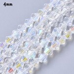 4mm Bicones, approx 90pcs, crystal ab, hole 1mm, glass beads, 16gms/0.56oz