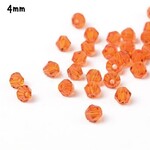 4mm Bicones, approx 100pcs, orange ab, hole 1mm, glass beads, 7gms/0.25oz