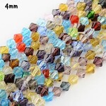 4mm Bicones, approx 184pcs, mixed colors, hole 1mm, glass beads, 16gms/0.56oz