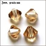 3mm Bicones, approx 100pcs, goldenrod, hole 0.7mm, grade aaa, glass beads, 3gms/0.11oz