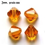 3mm Bicones, approx 100pcs, orange, hole 0.7mm, grade aaa, glass beads, 3gms/0.11oz