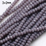 3x2mm Faceted Rondelles, approx 138pcs, 13" strand, opaque medium purple, hole 1mm, glass beads, 8gms/0.28oz