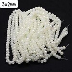 3x2mm Faceted Rondelles, approx 120pcs, 12" strand, full luster plated white smoke, hole 1mm, glass beads, 7gms/0.25oz
