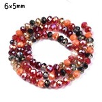 6x5mm Faceted Rondelles, approx 90pcs, 16" strand, mixed holloween tones, hole 1mm, glass beads, 18gms/0.64oz