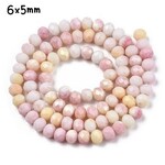 6x5mm Faceted Rondelles, approx 90pcs, 16" strand, abacus pink, hole 1mm, glass beads, 18gms/0.64oz