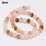 8mm Tigerskin Glass Beads, approx 48pcs, 15" strand, frosted pink, hole 1mm, 33gms/1.16oz