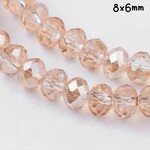 8x6mm Faceted Rondelle, approx 65pcs, 16" strand, transparent pale goldenrod, hole 1mm, glass beads, 29gms/1.02oz