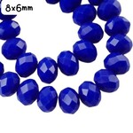 8x6mm Faceted Rondelle, approx 65pcs, 16" strand, opaque royal blue, hole 1mm, glass beads, 29gms/1.02oz
