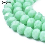 8x6mm Faceted Rondelle, approx 65pcs, 16" strand, opaque light green turquoise, hole 1mm, glass beads, 29gms/1.02oz