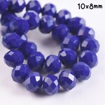 10x8mm Faceted Rondelles, approx 65pcs, 18" strand, opaque royal blue, hole 1mm, glass beads, 61gms/2.15oz