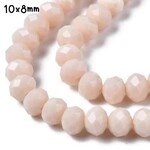 10x8mm Faceted Rondelles, approx 65pcs, 18" strand, opaque cream peach, hole 1mm, 61gms.2.15oz