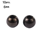 BP Stainless Steel Round Beads, 10pcs, 6mm, hole 2mm, 14gms/0.49oz