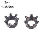 BP Stainless Steel Crowns, 2pcs, 10x5.5mm, hole 5mm, 2gms/0.07oz