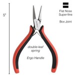 Super Fine Ergonomic Flat Nose Pliers, red & black handles, 4.5" long