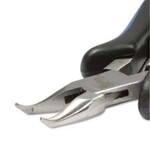 Bent Chain Nose Pliers, ergonomic handles, blue & black, 5" long, 3oz