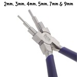 6 Size Wire Looping Pliers, 2mm, 3mm, 4mm, 5mm, 7mm & 9mm, pvc handles, 6" long