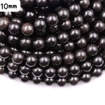 10mm Natural Ebony Wood Beads,15" strand, approx 40pcs, hole 1mm, 32gms/1.13oz