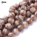 8mm Natural Rosy Brown Wood Beads, 15" strand, approx 50pcs, hole 1.5mm, 23gms/0.81oz