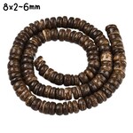8x2~6mm Natural Coconut Rondelle Beads, 15" strand, approx 90pcs, medium brown, hole 1mm, 24gms/0.85oz