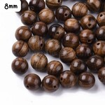 8mm Natural Yellow Rosewood Beads, 15" strand, approx 50pcs, coconut brown, hole 1mm, 16gms/0.65oz