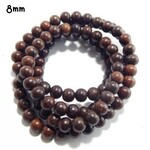8mm Natural Burmese Rosewood Beads, 15" strand, approx 50pcs, mahogany brown, hole 1mm, 22gms/0.78oz