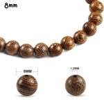 8mm Natural Wenge Wood Beads, 15" strand, approx 50pcs, medium brown, hole 1.5mm, 22gms/0.78oz