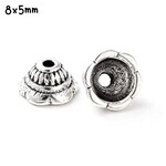 SP Pewter Bead Caps, approx 50pcs, 8x5mm, tibetan style, hole 2mm, fits 8~10mm beads, 22gms/0.78oz