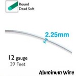 12 Gauge Aluminum Wire, Silver, 2.25mm, dead soft, 39ft/13yds