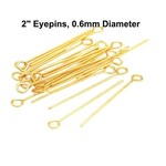 2" GP Stainless Steel Eye Pins, approx 50pcs, 0.6mm/22 guage, 2mm hole, 8gms/0.28oz