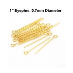 1" GP Stainless Steel Eye Pins, approx 50pcs, 0.7mm/21 guage, 2mm hole, 8gms/0.28oz
