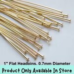 1" GP Flat Stainless Steel Headpins, approx 50pcs, 0.7mm/21 guage, 4gms/0.14oz, in store only