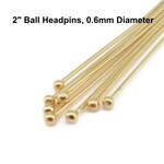 2" GP Ball Stainless Steel Headpins, approx 40pcs, 0.6mm/22 guage, 2mm ball, 10gms/0.36oz