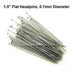 1.5" Flat Stainless Steel Headpins, approx 100pcs, 0.7mm/21 guage, 14gms/0.49oz