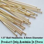 1.5" GP Flat Stainless Steel Headpins, approx 50 pcs, 0.7mm/21 guage, 8gms/0.28oz, in store only