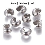 4mm Stainless Steel Crimp Covers, 20pcs, 3gms/0.11oz
