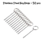 Stainless Steel Key Rings, split rings, 50pcs, w/2.9" chain, 20x2.4mm ring, 193gms/6.81oz