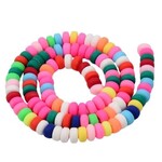 6x3mm Rondelles, colorful, 113-116pcs,  17" strand, hole 1.5mm, polymer clay beads, 20gms/0.71oz